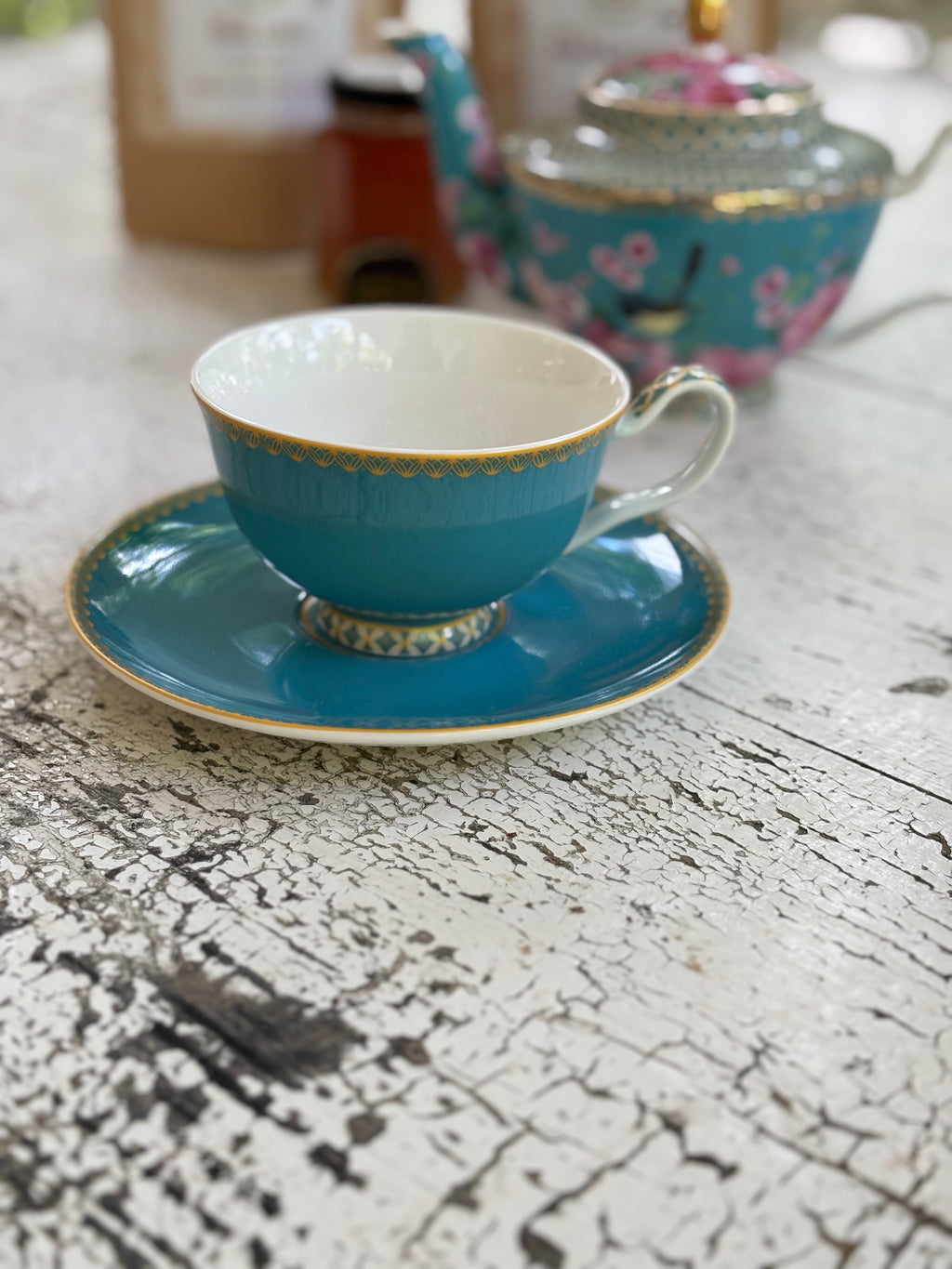 FLORAL AQUA TEA SET