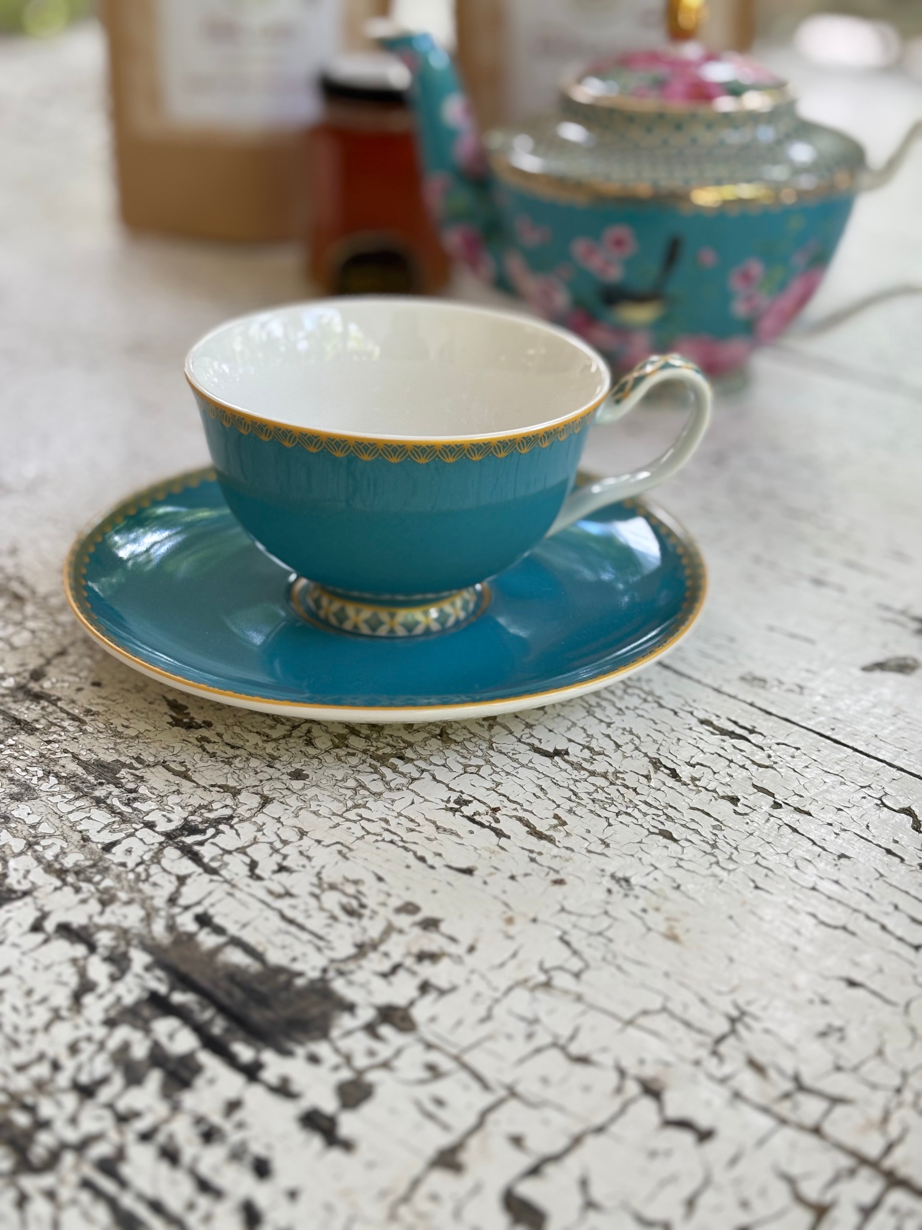 FLORAL AQUA TEA SET
