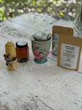 FLORAL TEACUP SET WITH HONEY AND BEES WAX CANDLE