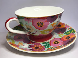 Floral teacup and saucer